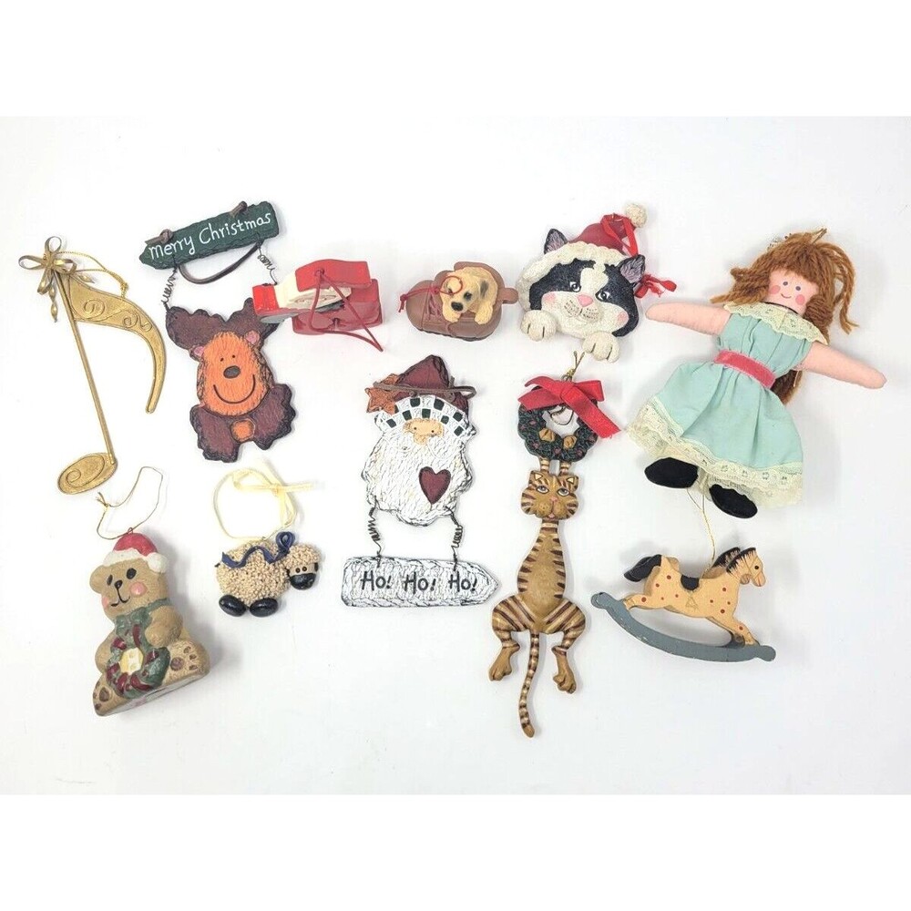 Vintage Christmas Ornament Lot - 80s and 90's Holiday Tree Hanging Decor